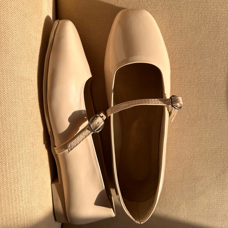 Patent Leather Bailatira Flash Square-Toe - Beige