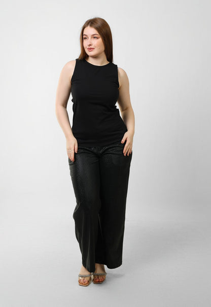 Cotton Basic Sleeveless Top – Black