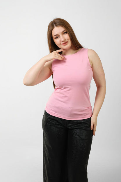 Cotton Basic Sleeveless Top – Pink