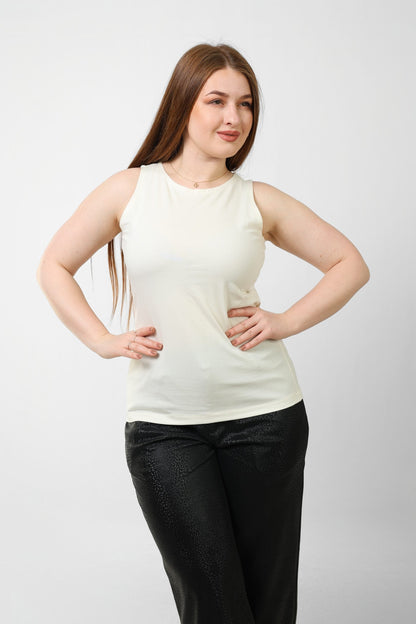 Cotton Basic Sleeveless Top – White