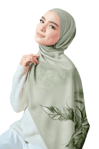 Printed Chiffon Crepe Veil - Baby Green