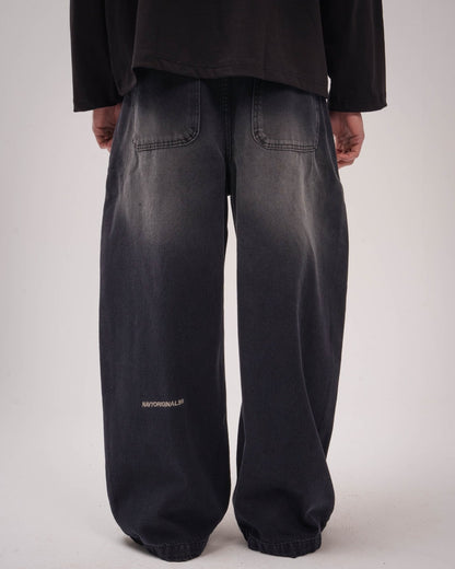 Unisex Washed Black Super Baggy Jeans