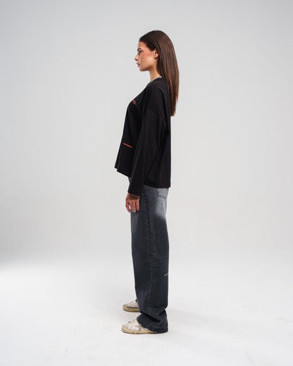 Regular Fit Denim Pants - Black