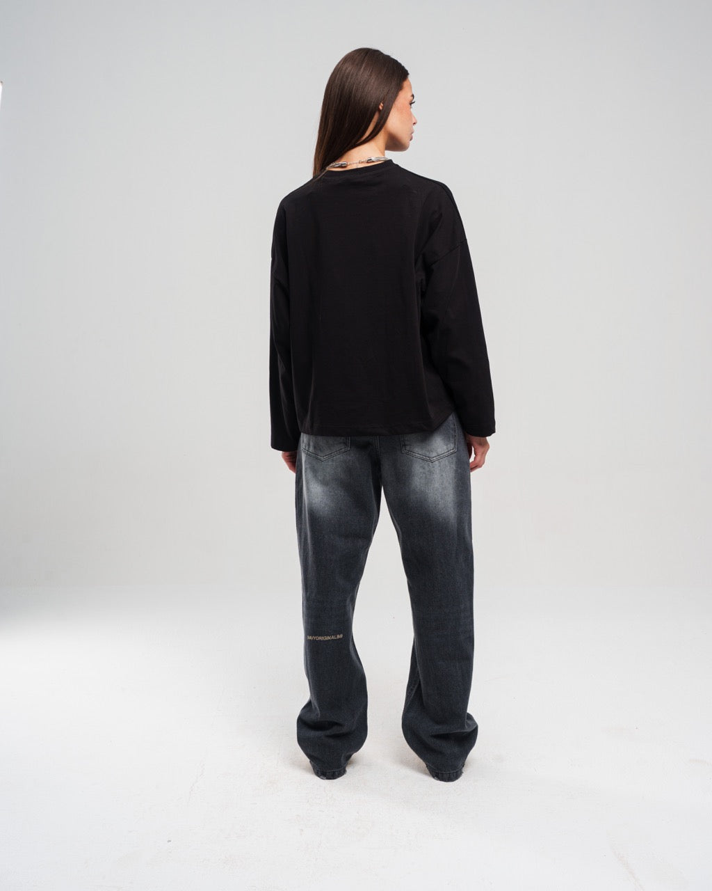 Regular Fit Denim Pants - Black