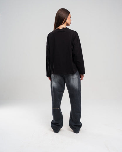 Regular Fit Denim Pants - Black