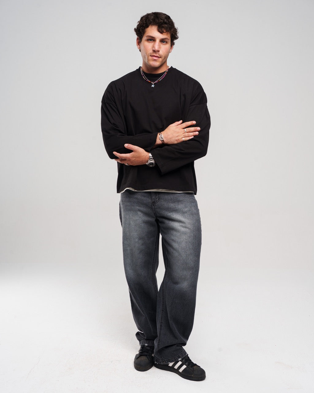 Regular Fit Denim Pants - Black