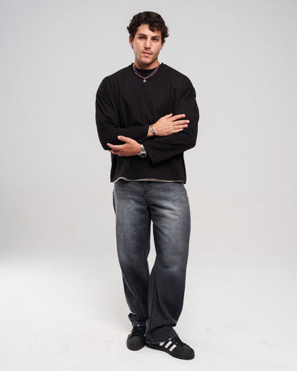 Regular Fit Denim Pants - Black