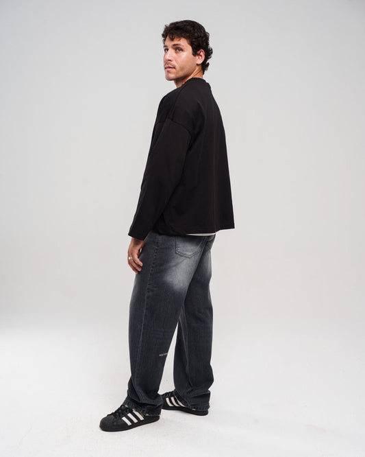 Regular Fit Denim Pants - Black