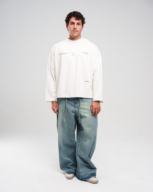 Ziptie Unisex Super Baggy Jeans - Light blue