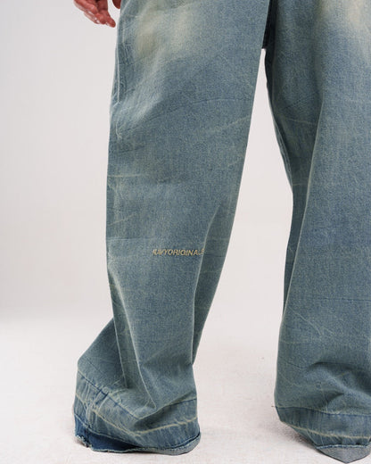 Ziptie Unisex Super Baggy Jeans - Light blue