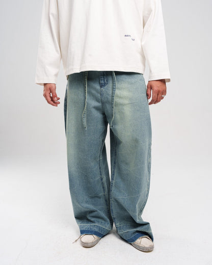 Ziptie Unisex Super Baggy Jeans - Light blue