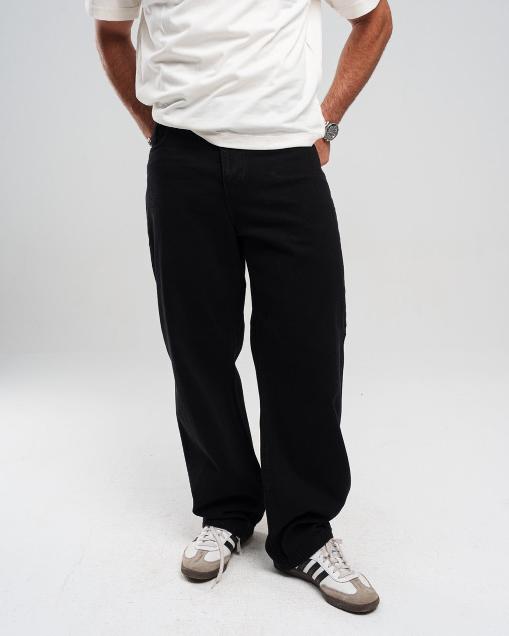 Black regular Denim Pants