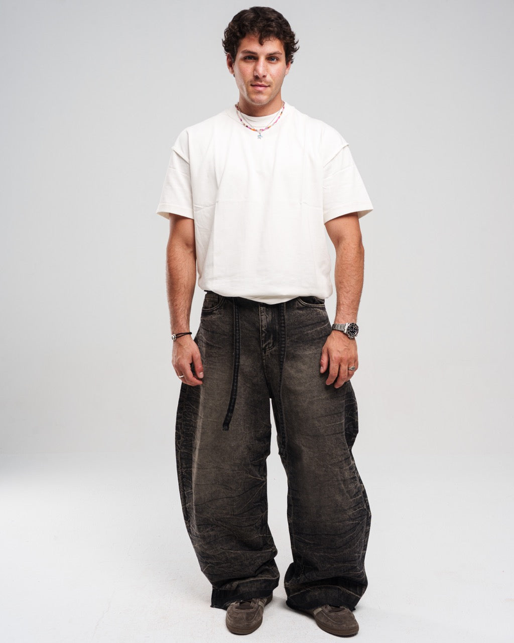 Dirty Black Ziptie Unisex Super Baggy Jeans