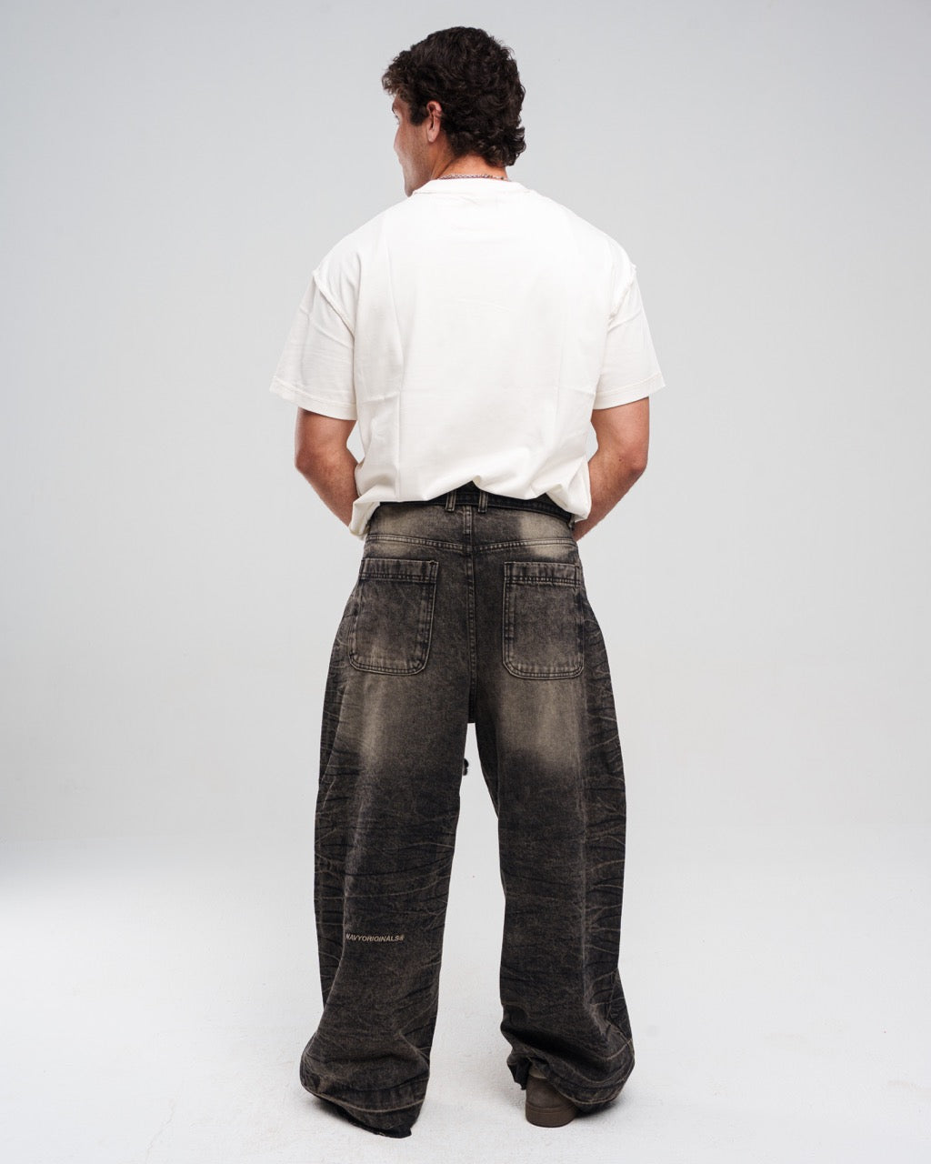 Dirty Black Ziptie Unisex Super Baggy Jeans