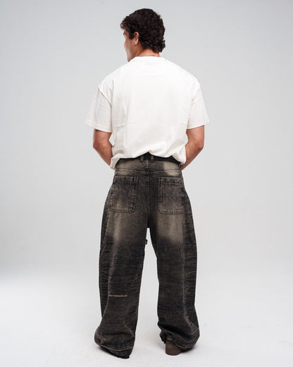 Dirty Black Ziptie Unisex Super Baggy Jeans