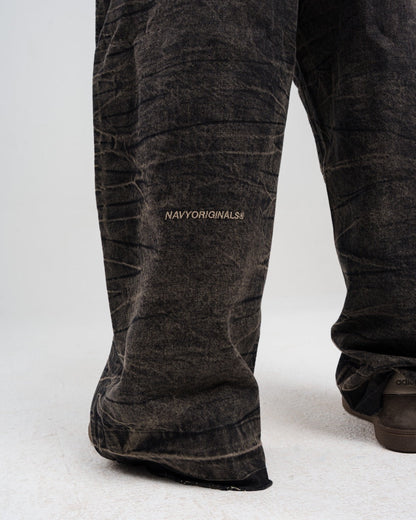 Dirty Black Ziptie Unisex Super Baggy Jeans