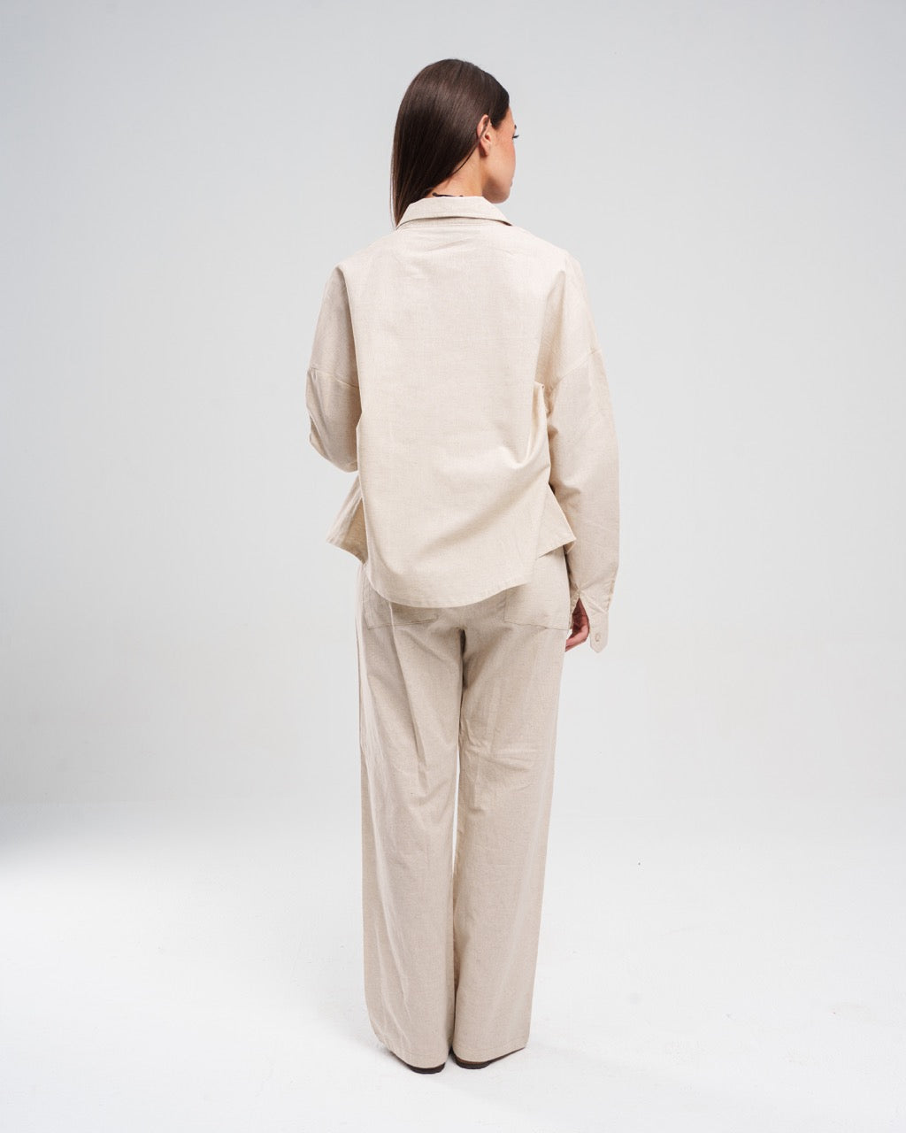 Loose-Fit, Beige Drawstring Trousers