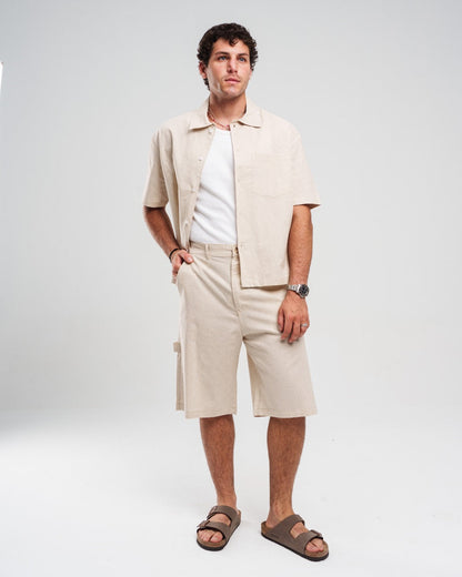 BEIGE LINEN SHORT
