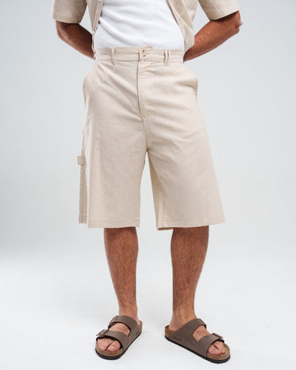 BEIGE LINEN SHORT