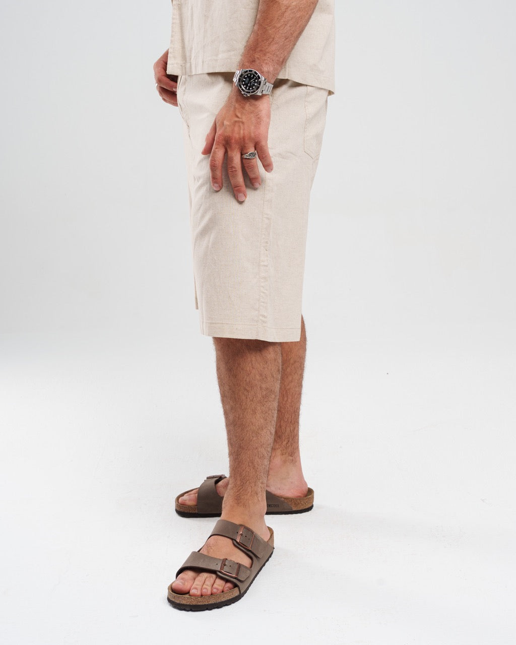 BEIGE LINEN SHORT
