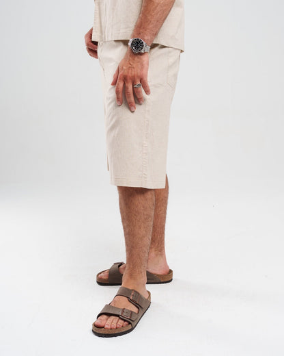 BEIGE LINEN SHORT