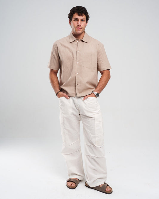 Short-Sleeve Button-Up - Brown