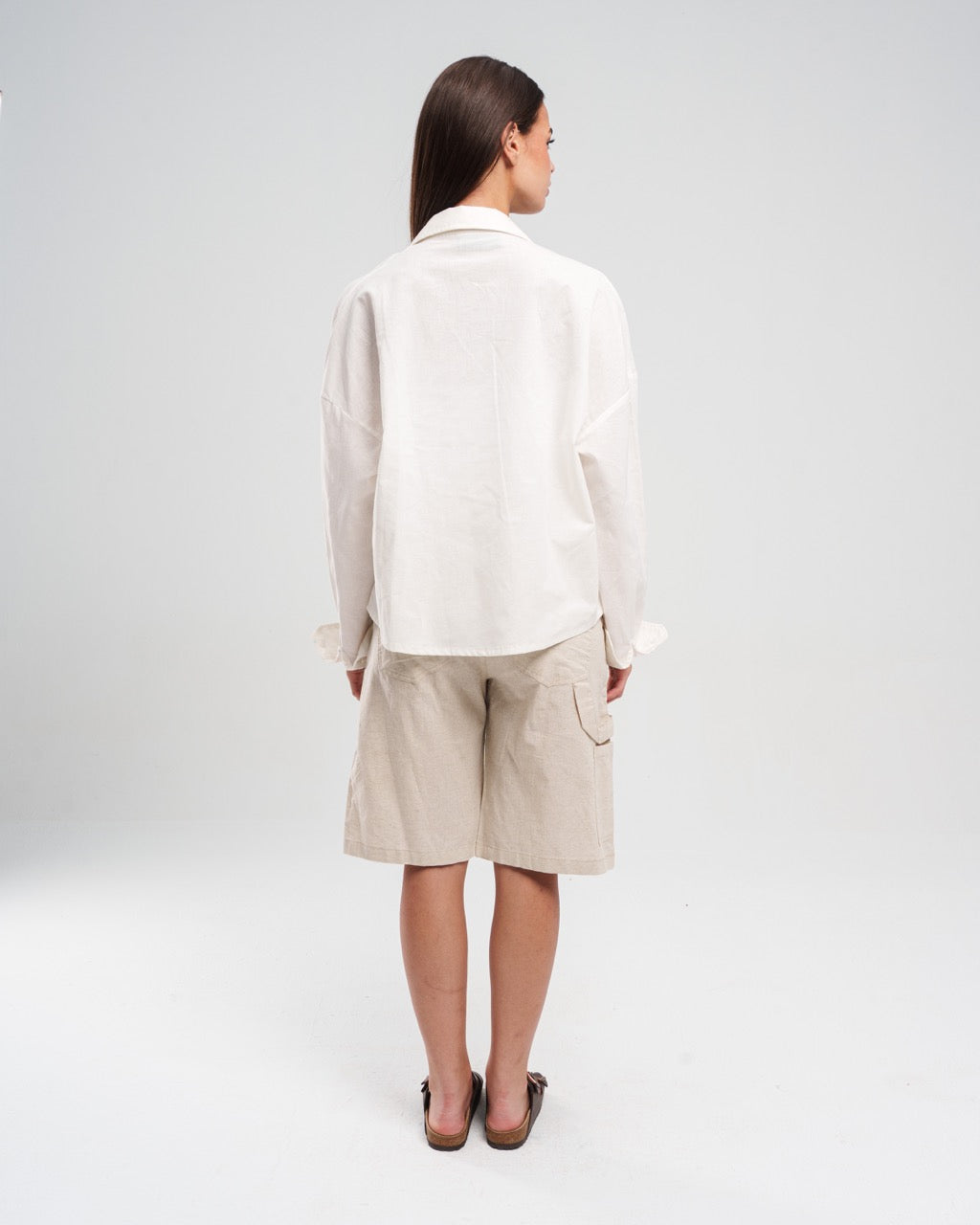 BEIGE LINEN SHORT