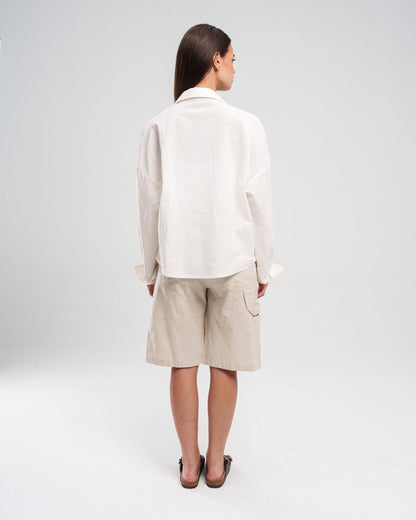 BEIGE LINEN SHORT