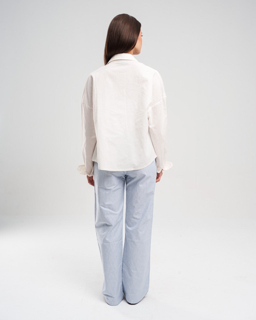 Light Blue And White Pinstriped Lounge Pants