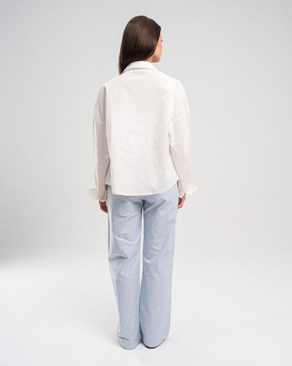 Light Blue And White Pinstriped Lounge Pants