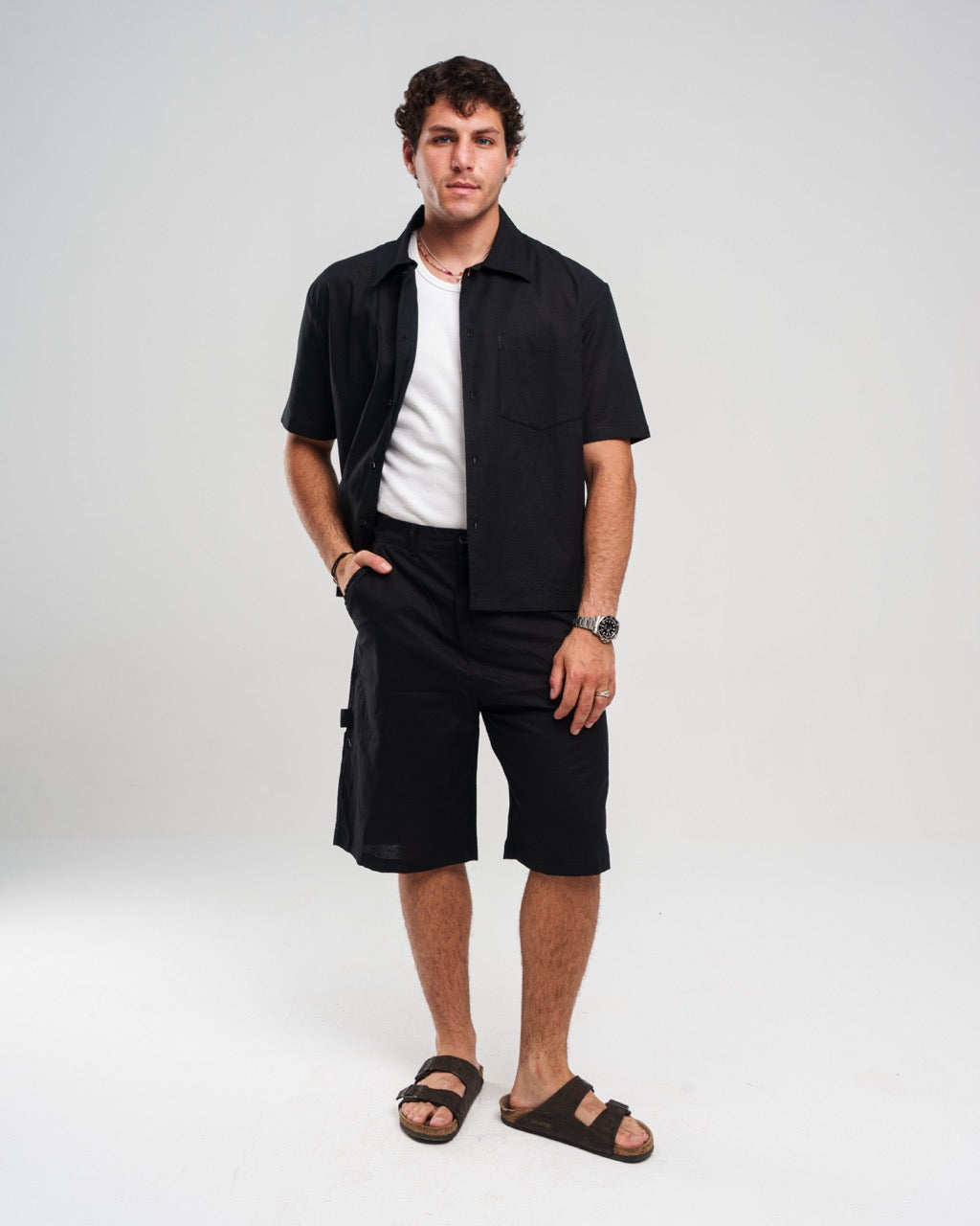 BLACK LINEN SHORT