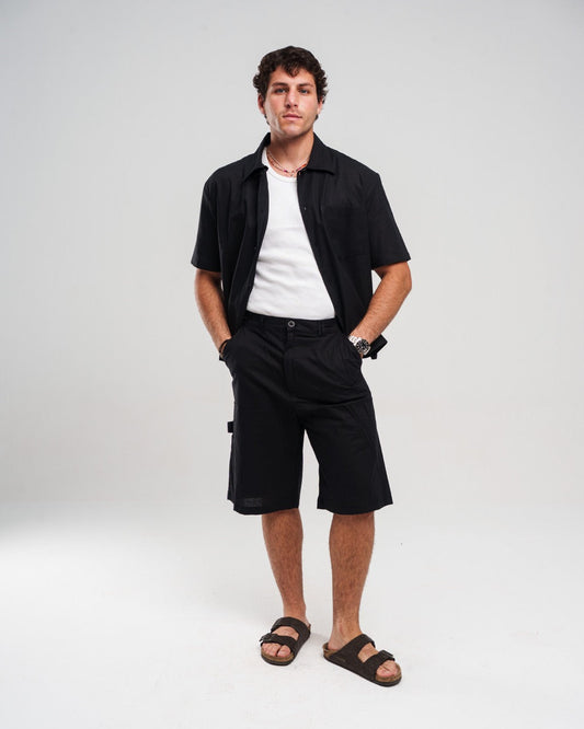BLACK LINEN SHORT