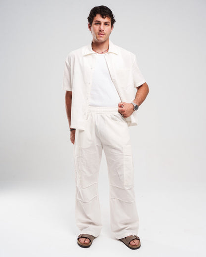 Off-White Wide-Leg Linen Trousers