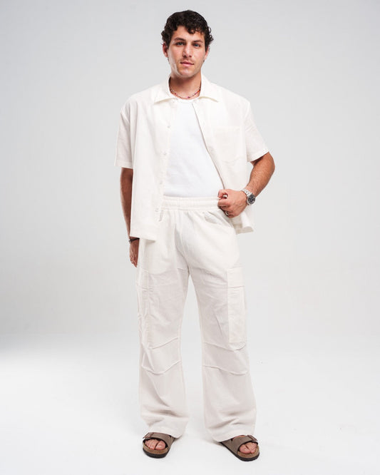 Off-White Wide-Leg Linen Trousers