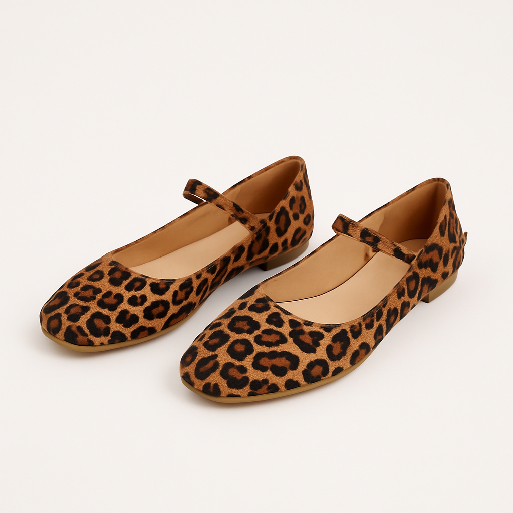 Chamois Leather Animal Print Ballerina - Tiger