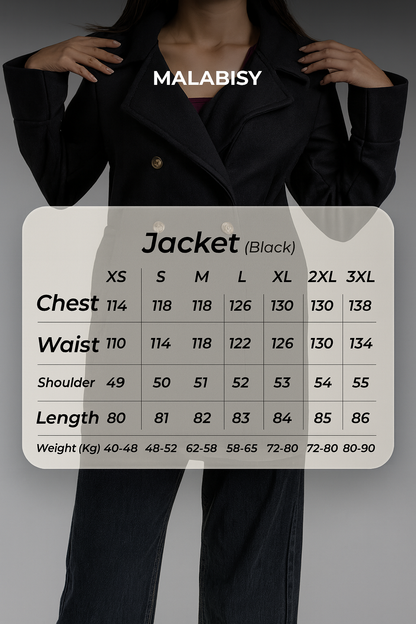 Wool Double-Breasted Jacket – Black