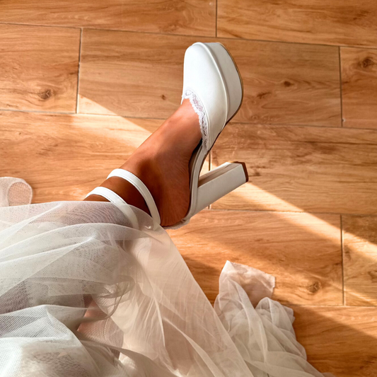 MISTICA WHITE PLATFORM HEELS (Pre-Order)