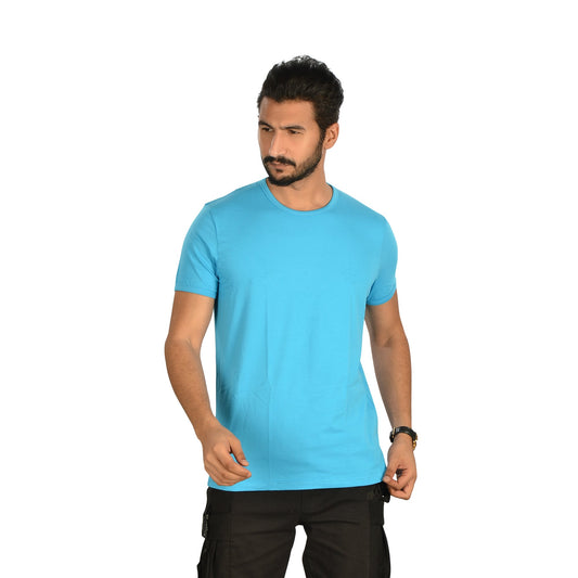 Cotton Lycra Plain Short Sleeve T-Shirt – Turquoise