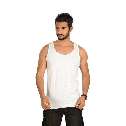Cotton Lycra Plain Basic Tank Top – White