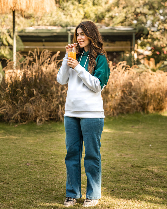 Cotton Melton Two-Tone Maternity & Nursing Hoodie