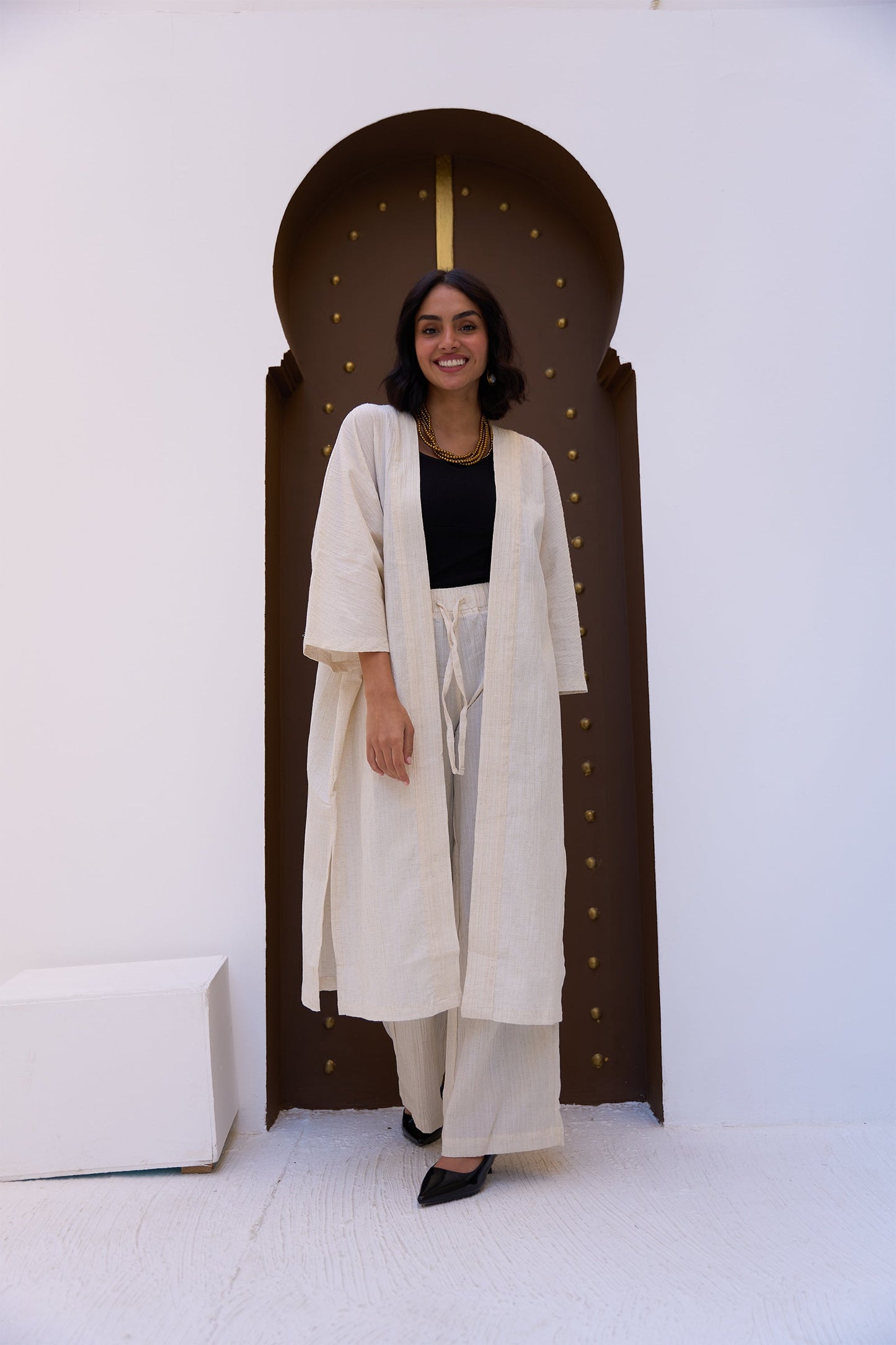 Self Pattern Linen Pants