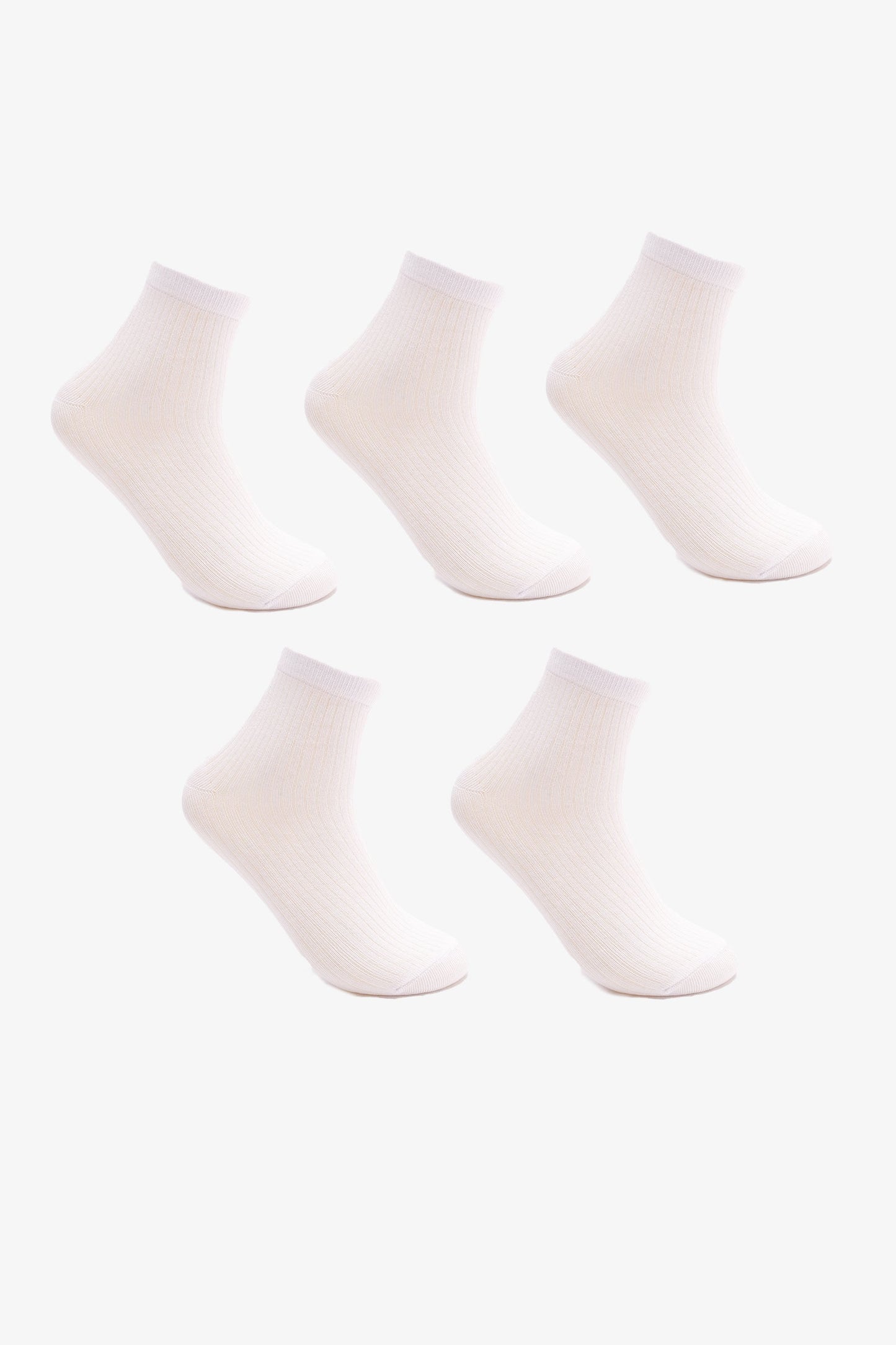 Ribbed High Ankle Socks - 5 Pairs