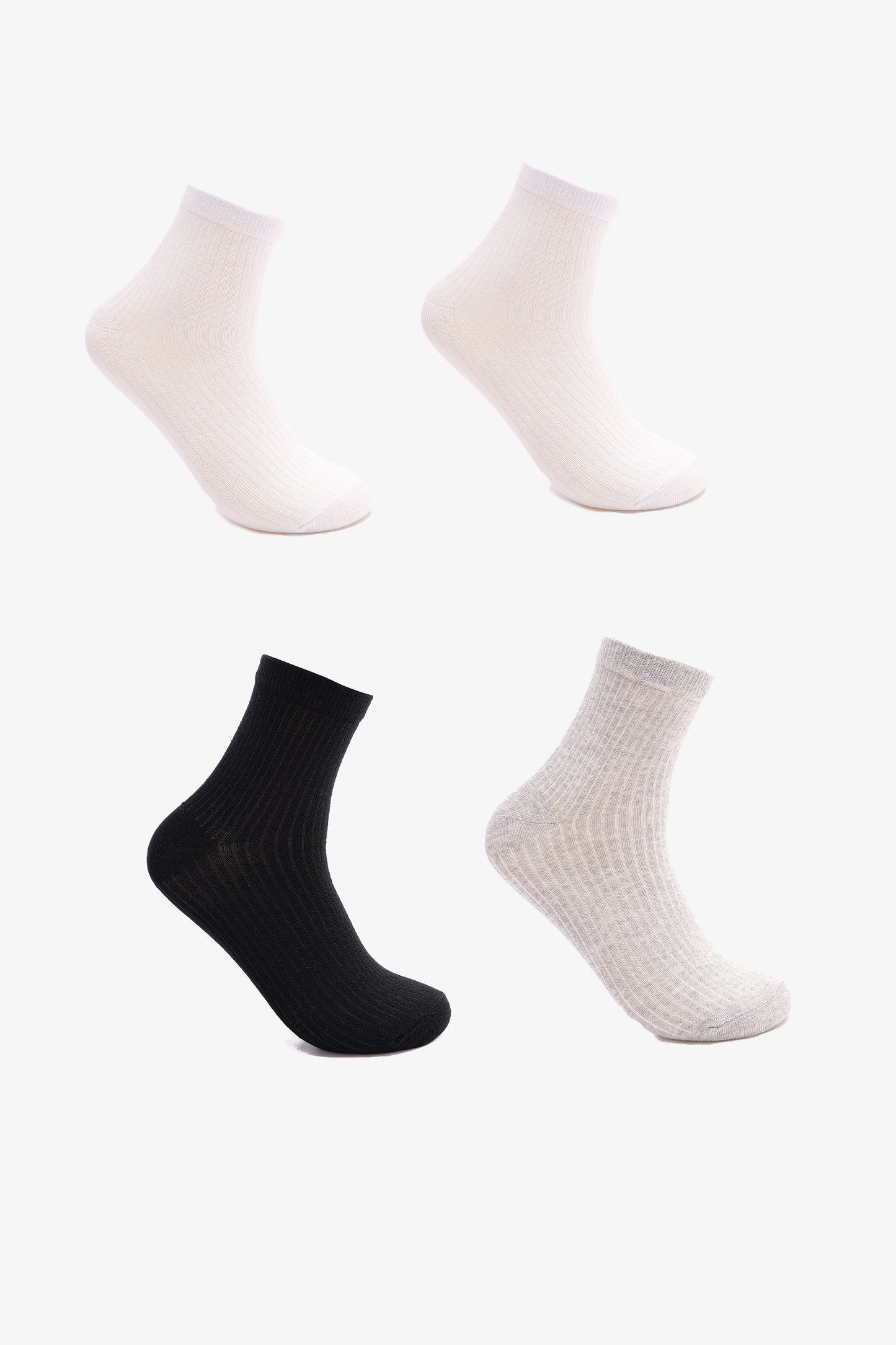 Ribbed High Ankle Socks - 5 Pairs