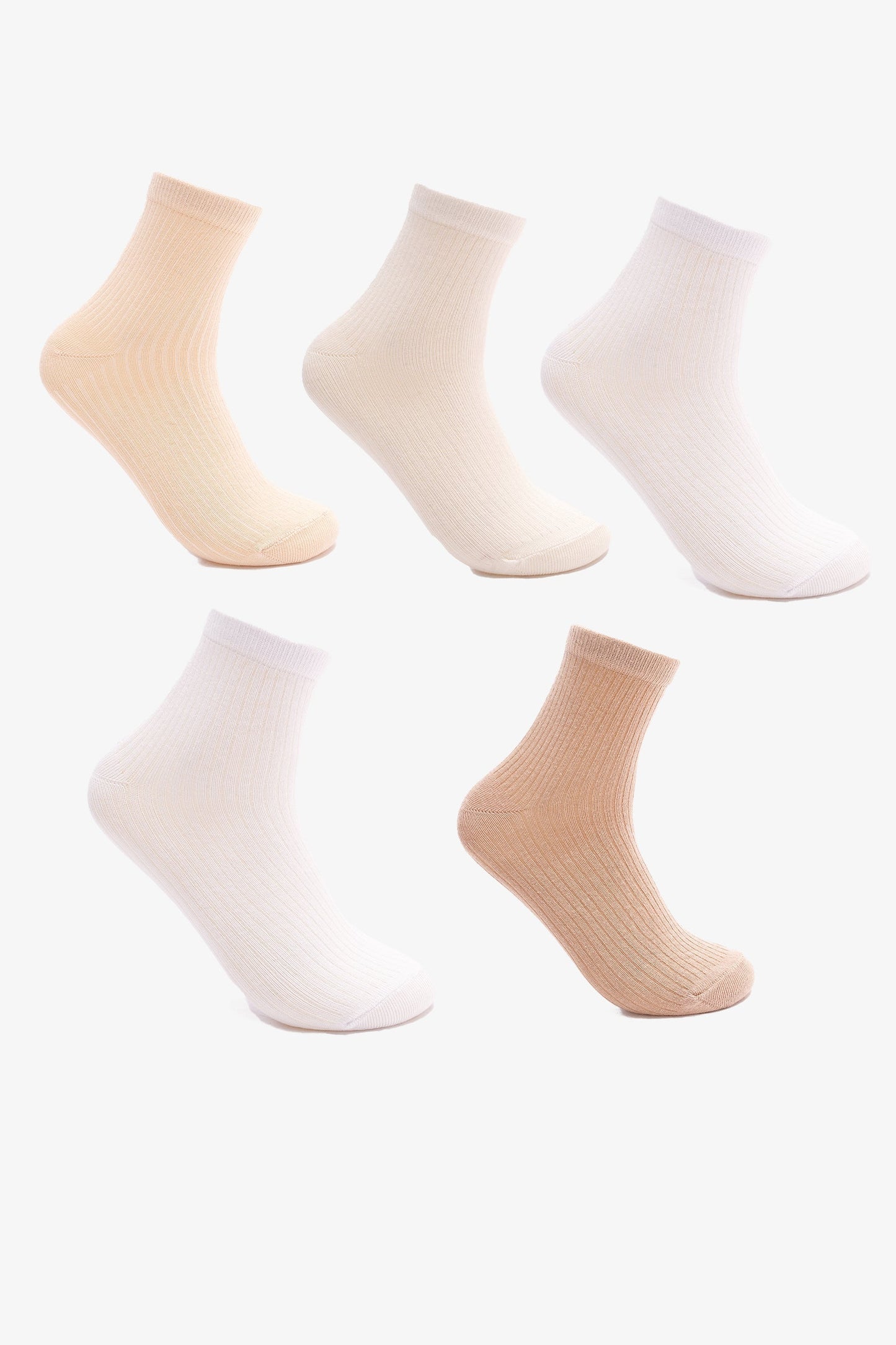 Ribbed High Ankle Socks - 5 Pairs