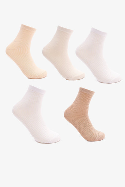 Ribbed High Ankle Socks - 5 Pairs