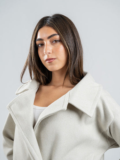 Wool Double-Breasted Coat – Light Grey