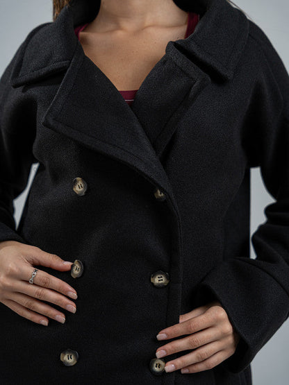 Wool Double-Breasted Jacket – Black