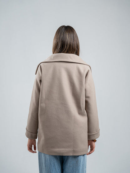 Wool Double-Breasted Jacket – Light Beige