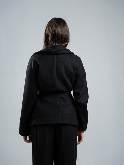 Wool Belted Jacket – Black