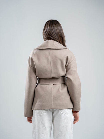 Wool Belted Jacket – Light Grey